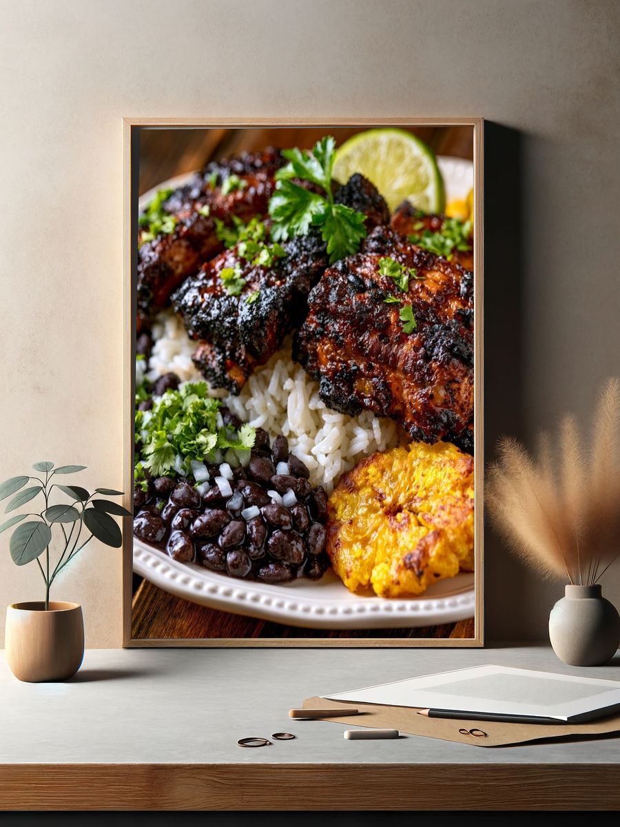 Caribbean Rice and Chicken Food Print. — room view 2