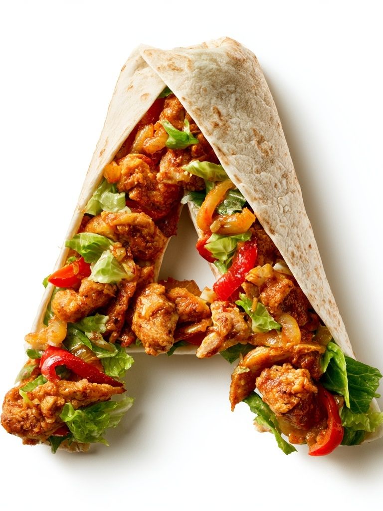 Chicken Wrap Letter A Food Print. poster detail