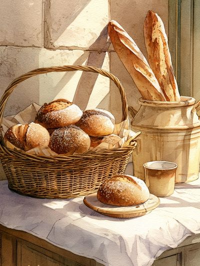 Sunlit Bakery Still Life Print.