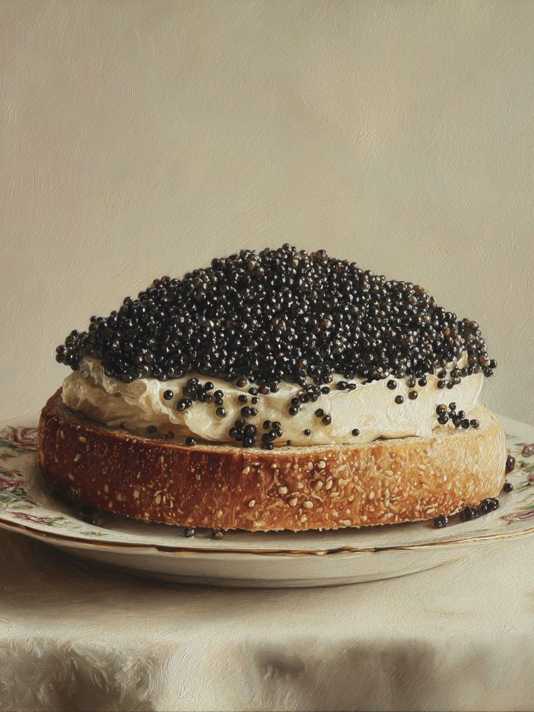 Caviar on Bread Still Life Print. poster — food-drink art