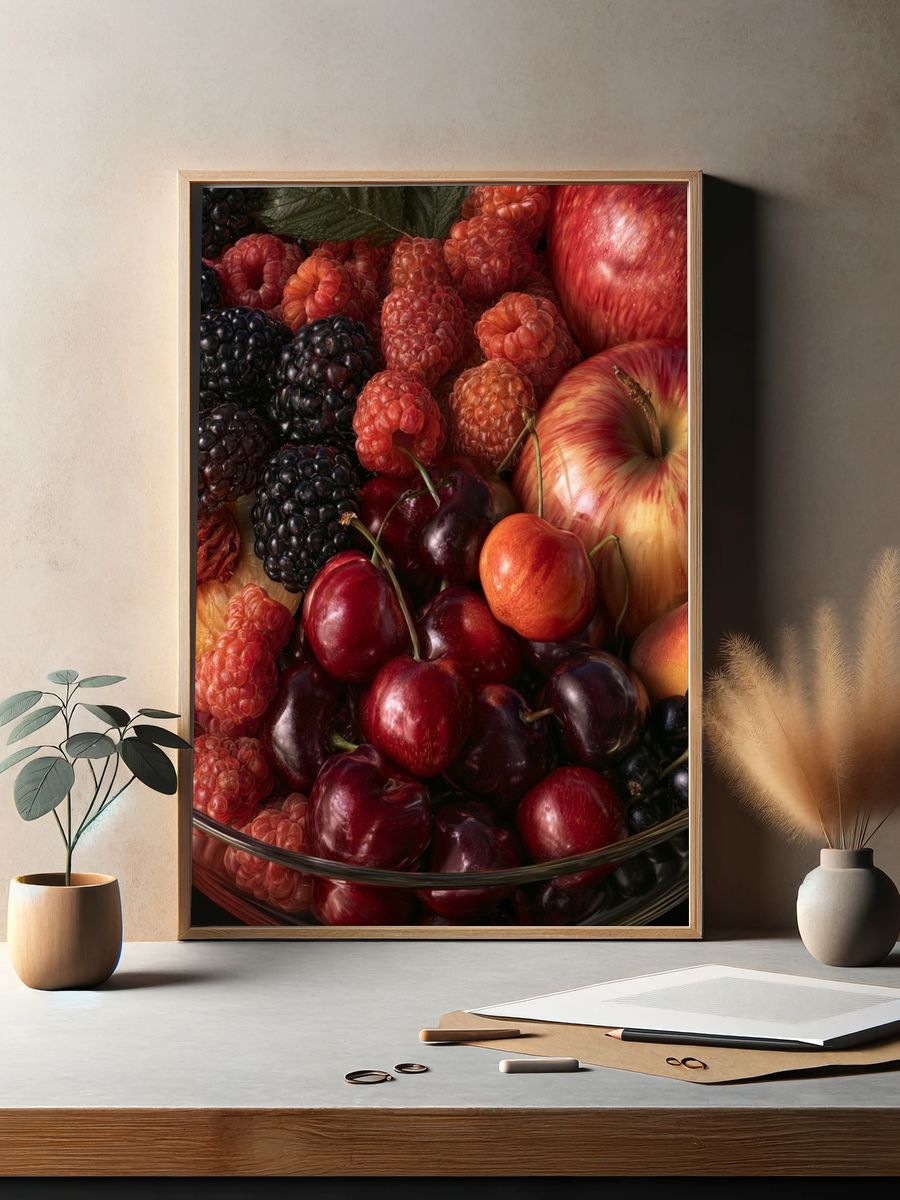 Autumn Fruit Still Life Print. — room view 2