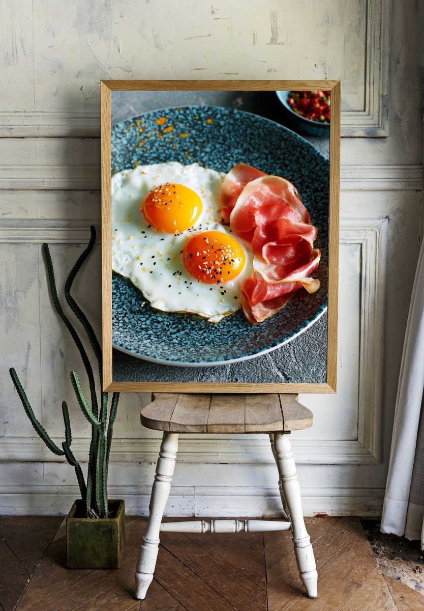 Gourmet Eggs and Prosciutto Print. — room view 1