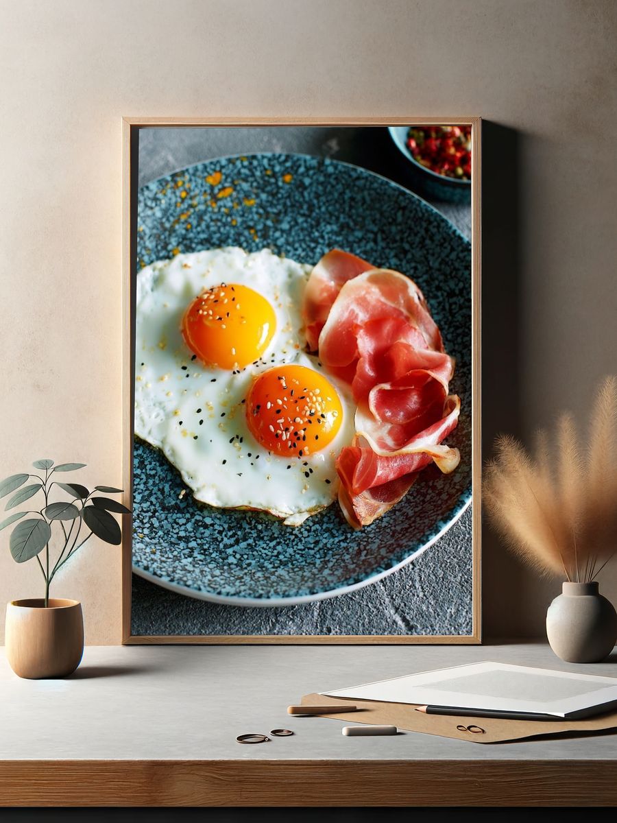 Gourmet Eggs and Prosciutto Print. — room view 2