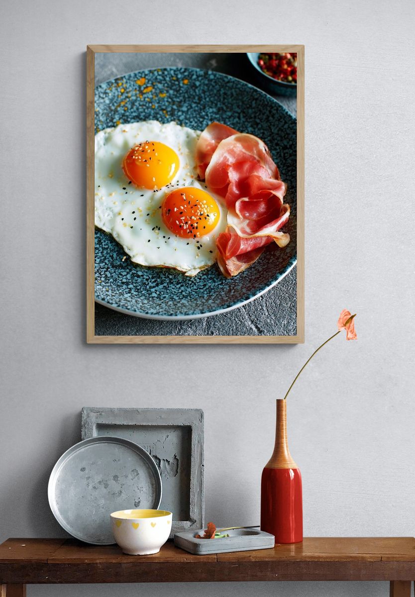 Gourmet Eggs and Prosciutto Print. — room view 3