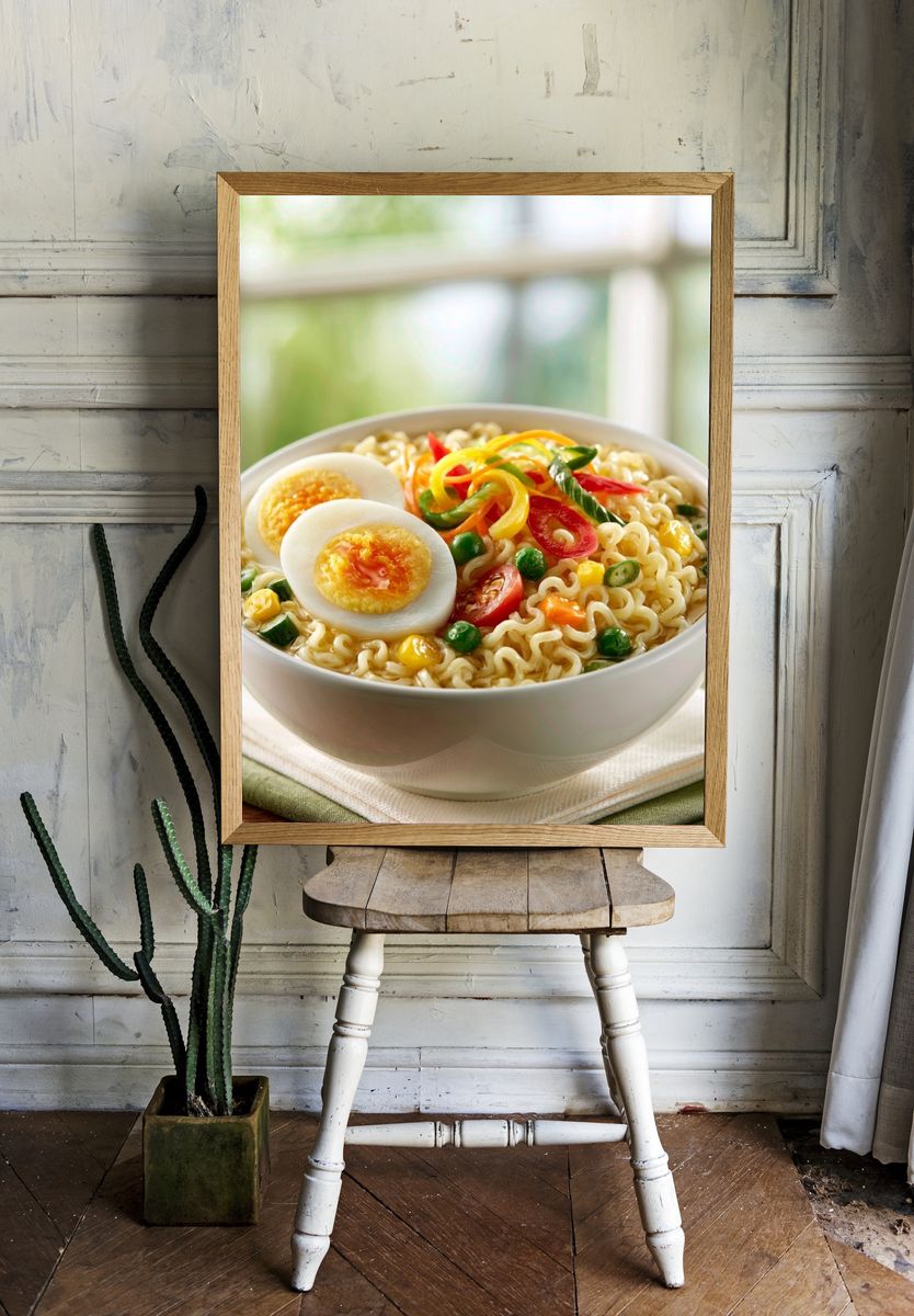 Colorful Ramen Bowl Photography Poster. room preview