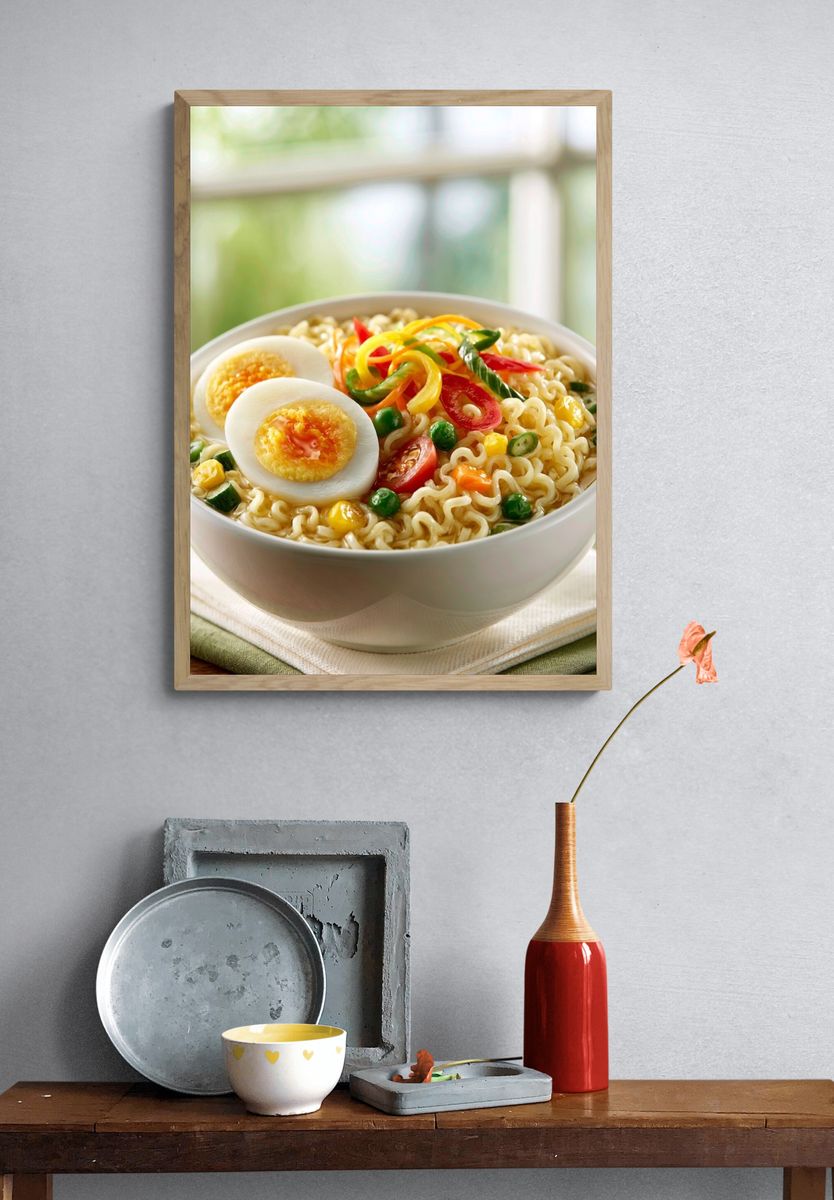Colorful Ramen Bowl Photography Poster. — room view 3