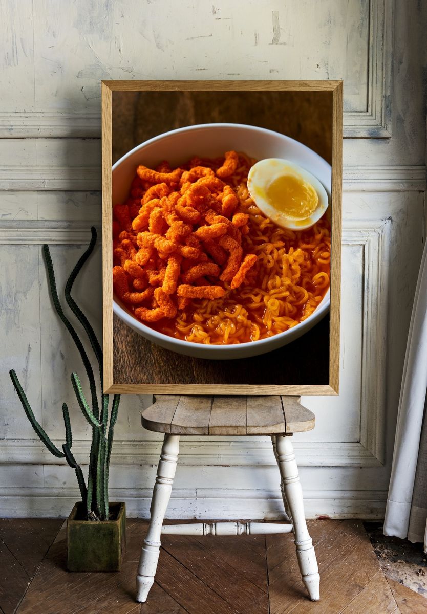 Spicy Ramen Bowl Photography Poster. — room view 1