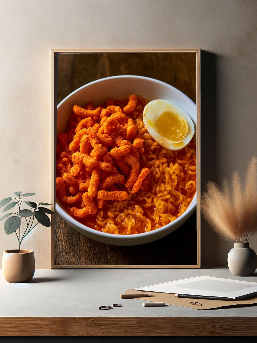 Spicy Ramen Bowl Photography Poster. — room view 2