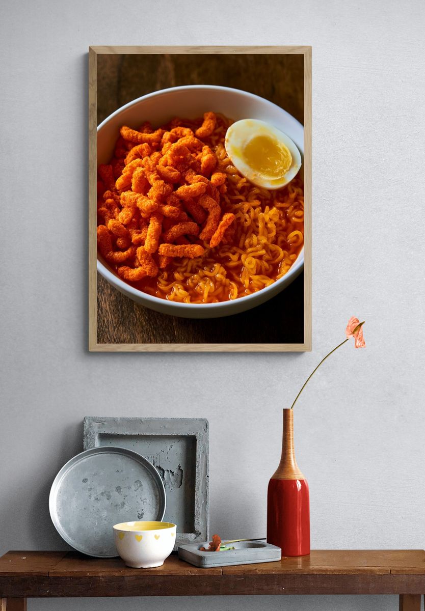 Spicy Ramen Bowl Photography Poster. — room view 3