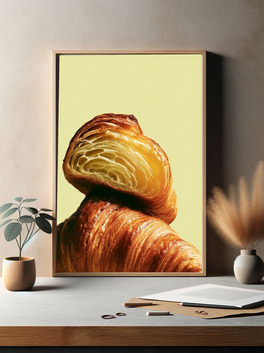 Croissant Still Life Photography Poster. — room view 2