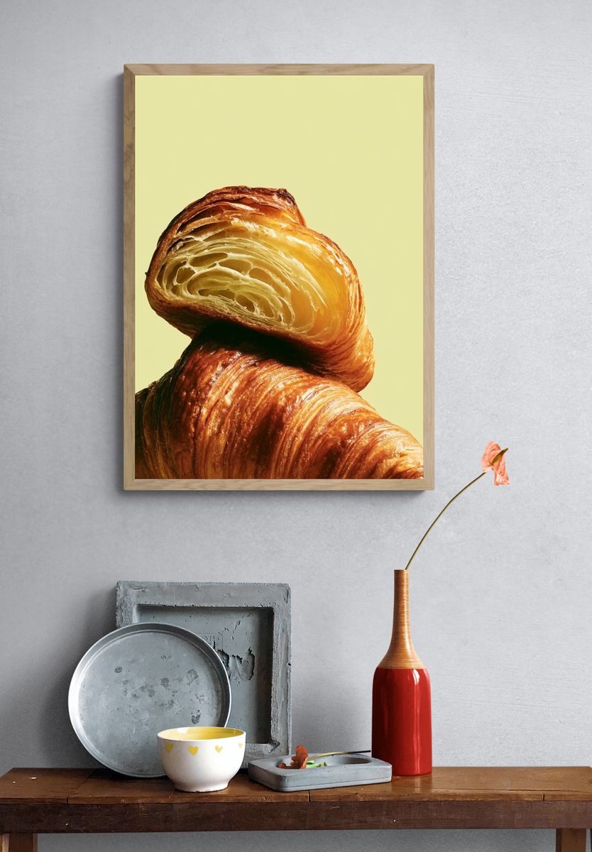 Croissant Still Life Photography Poster. — room view 3