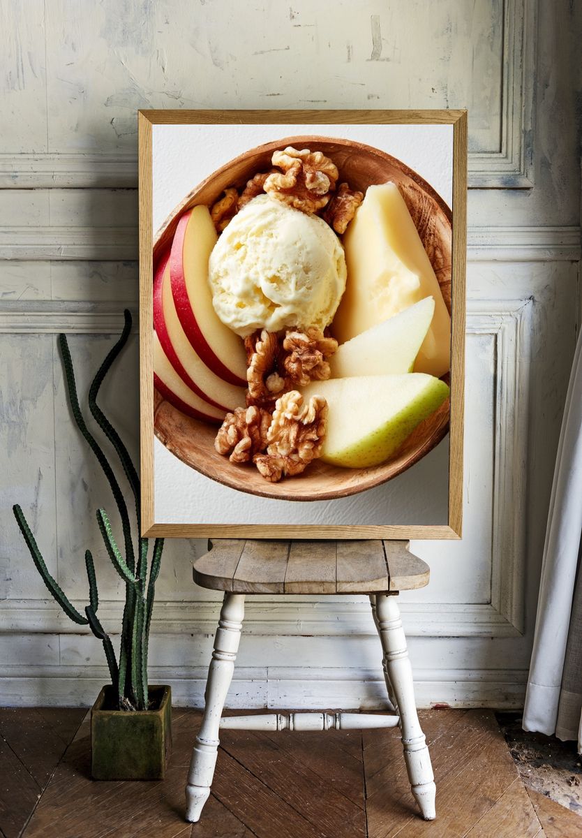 Apple and Ice Cream Bowl Print. — room view 1