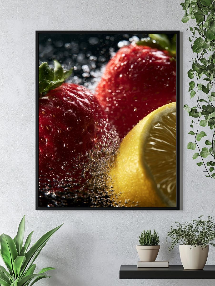 Strawberries and Lemon Splash Print. — room view 4