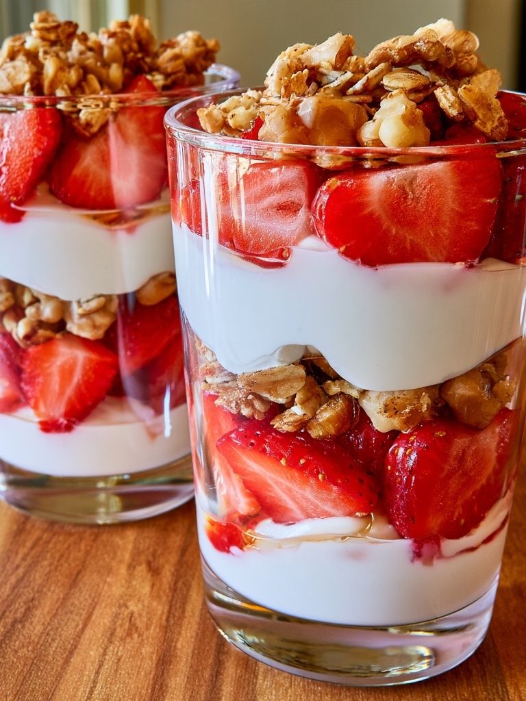Strawberry Yogurt Parfait Print. poster — food-drink art
