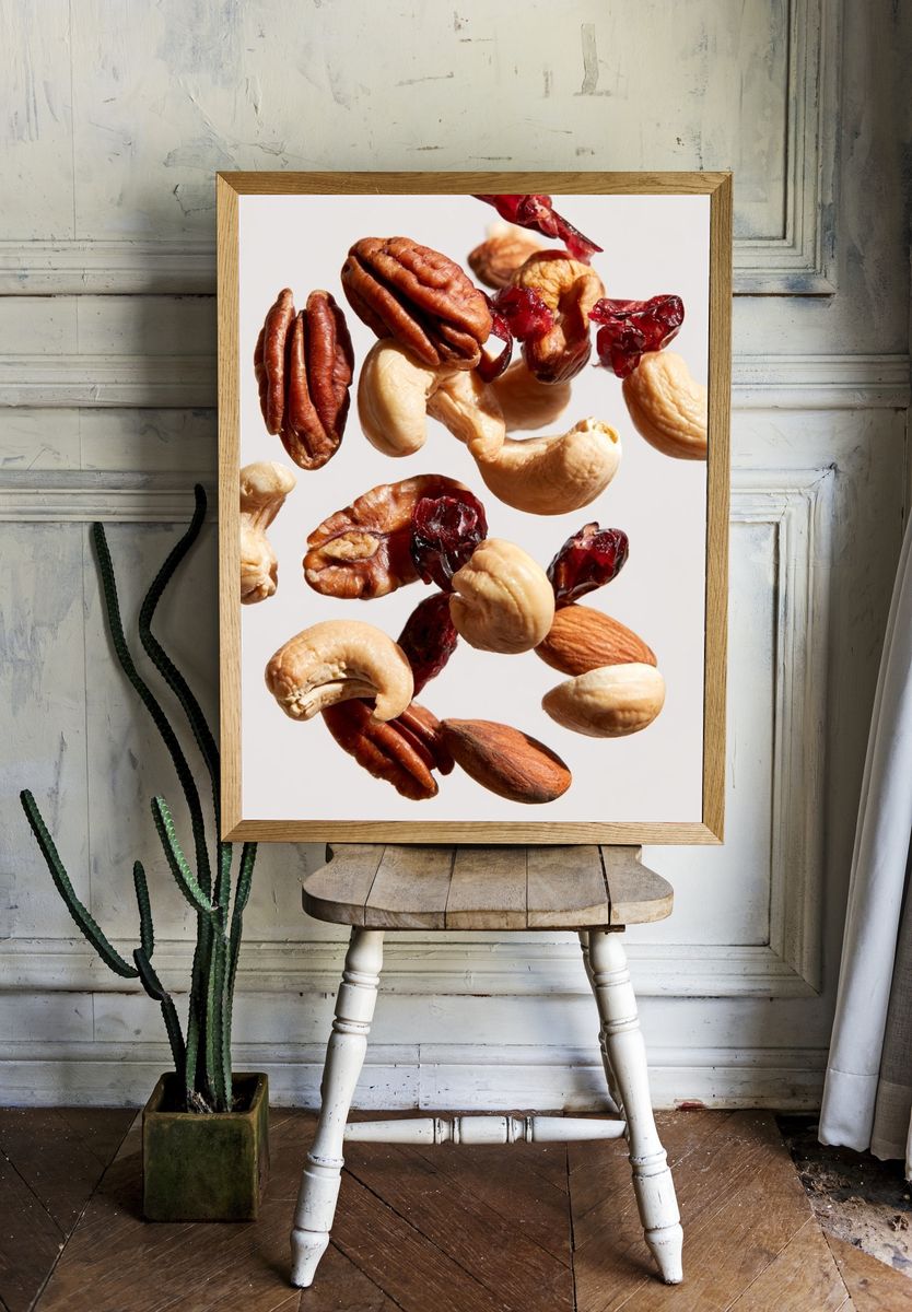 Floating Nuts and Berries Print. room preview