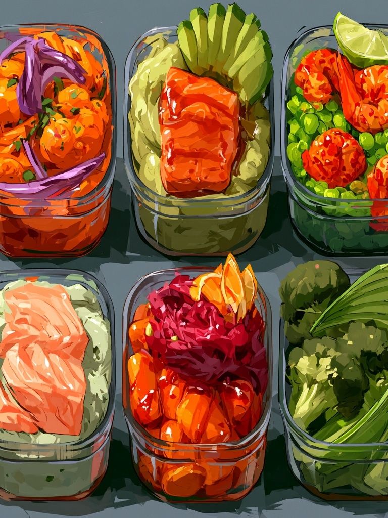 Colorful Meal Prep Containers Poster. poster — food-drink art