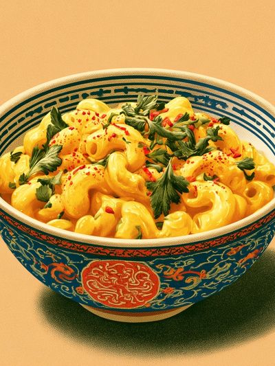Gilded Pasta Bowl Illustration Poster. poster