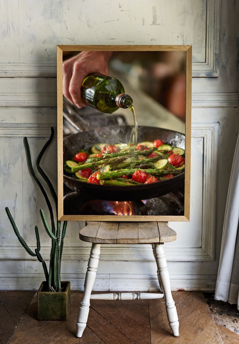 Olive Oil Sizzle Kitchen Photography Poster room preview