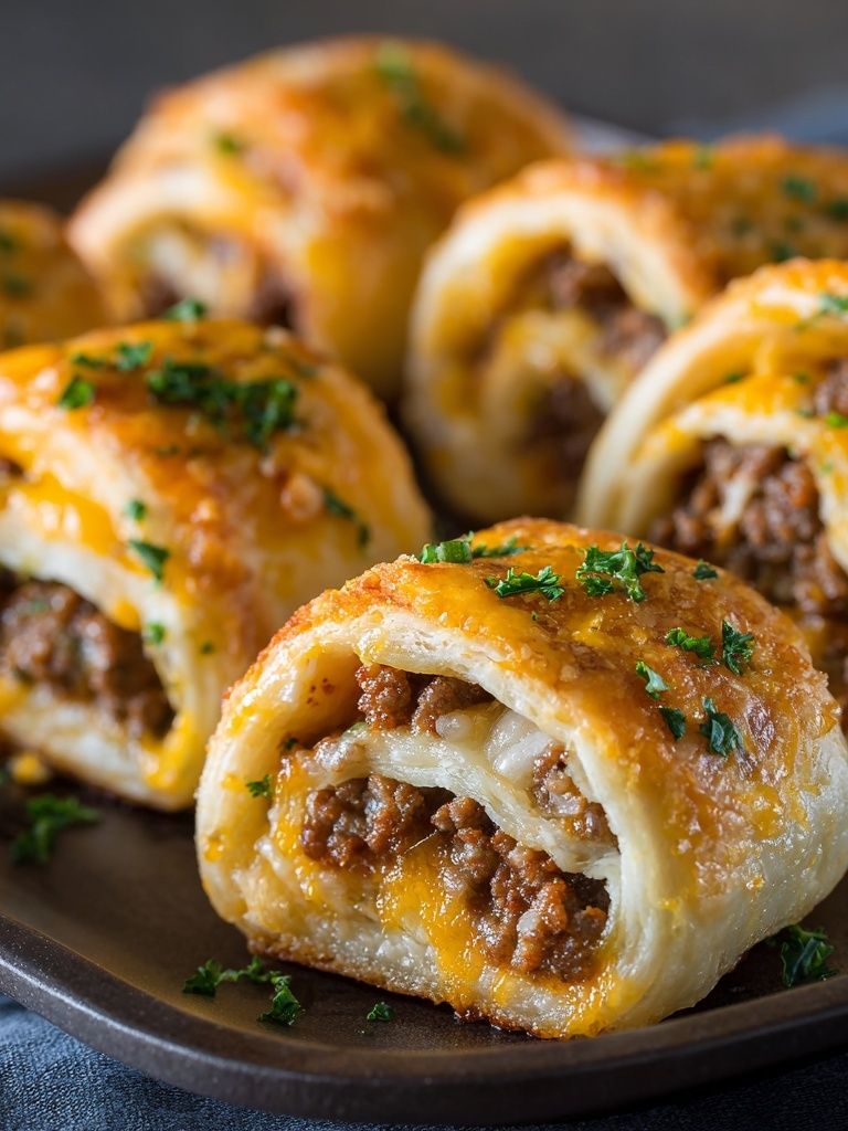 Cheesy Beef Pastry Rolls Print. poster detail