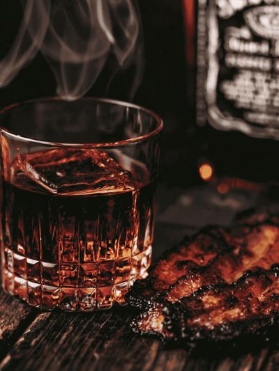Whiskey and Steak Still Life Poster. poster