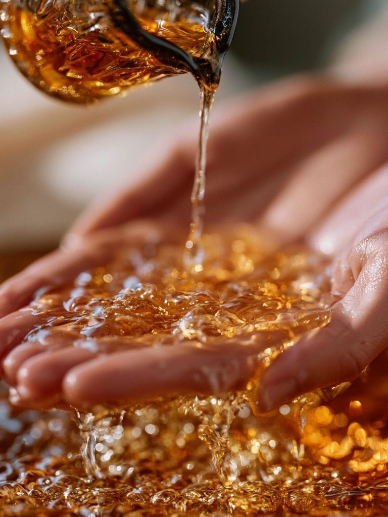 Golden Honey Pour Photography Poster. poster detail