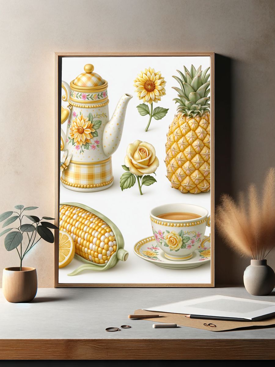 Sunlit Cottagecore Still Life Print. — room view 2