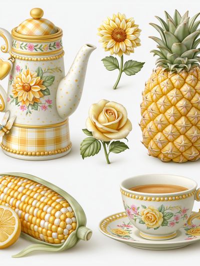 Sunlit Cottagecore Still Life Print. poster