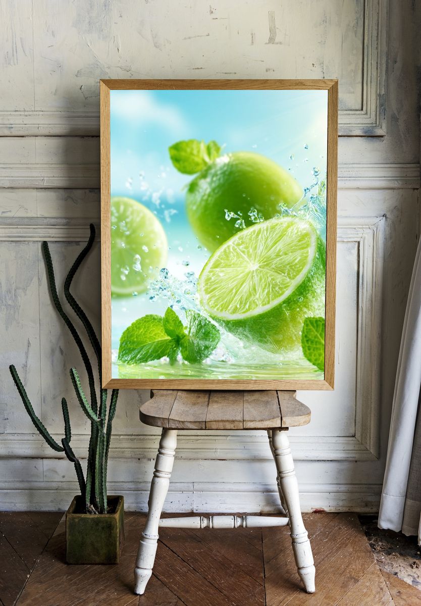 Lime Splash Still Life Poster. room preview