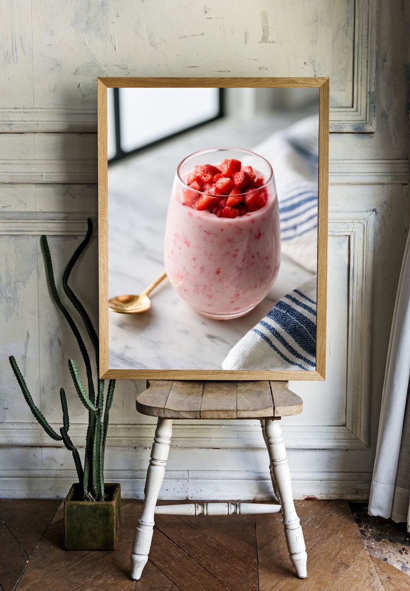 Strawberry Yogurt Dessert Photography Poster. room preview