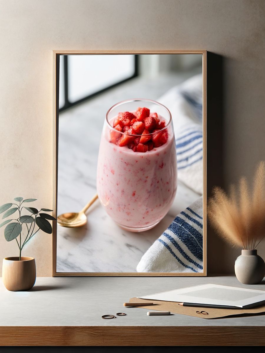 Strawberry Yogurt Dessert Photography Poster. — room view 2