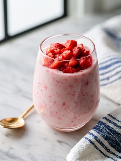 Strawberry Yogurt Dessert Photography Poster.