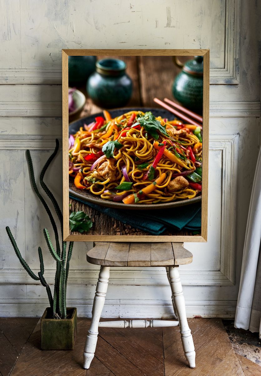 Asian Noodle Stir-Fry Food Print. room preview