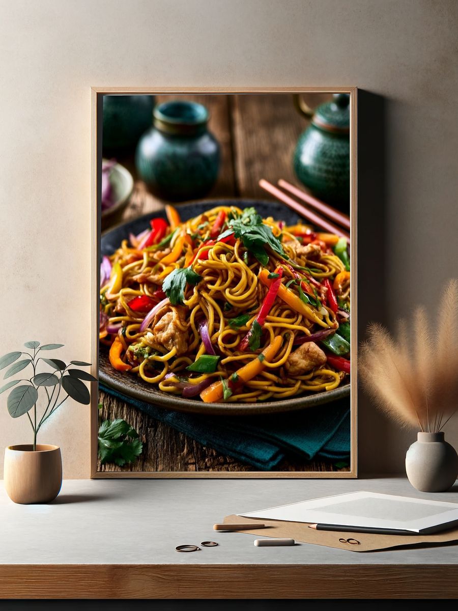 Asian Noodle Stir-Fry Food Print. — room view 2