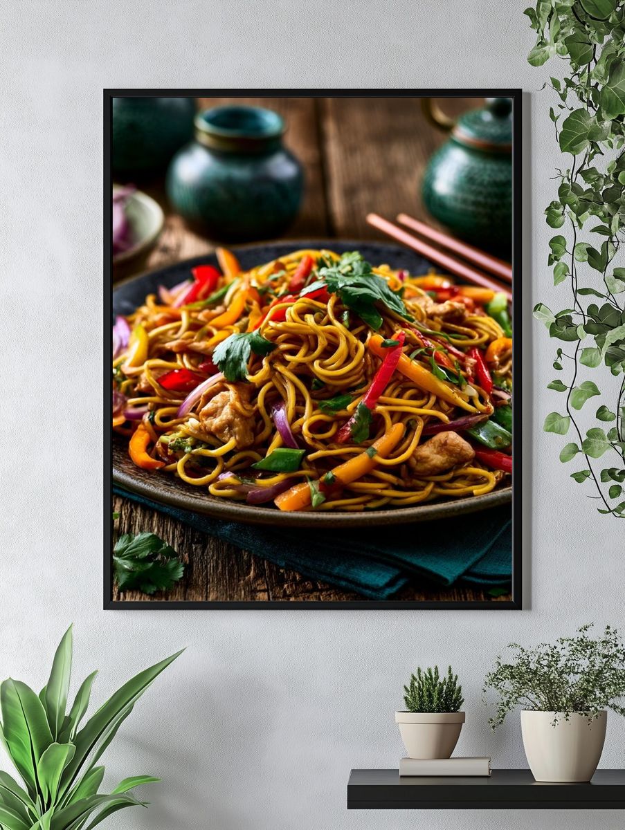 Asian Noodle Stir-Fry Food Print. — room view 4