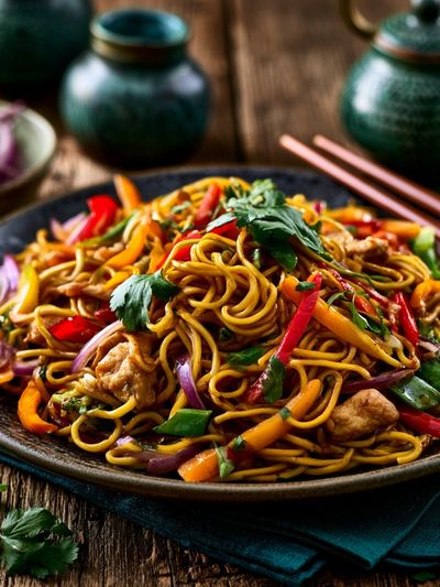 Asian Noodle Stir-Fry Food Print.