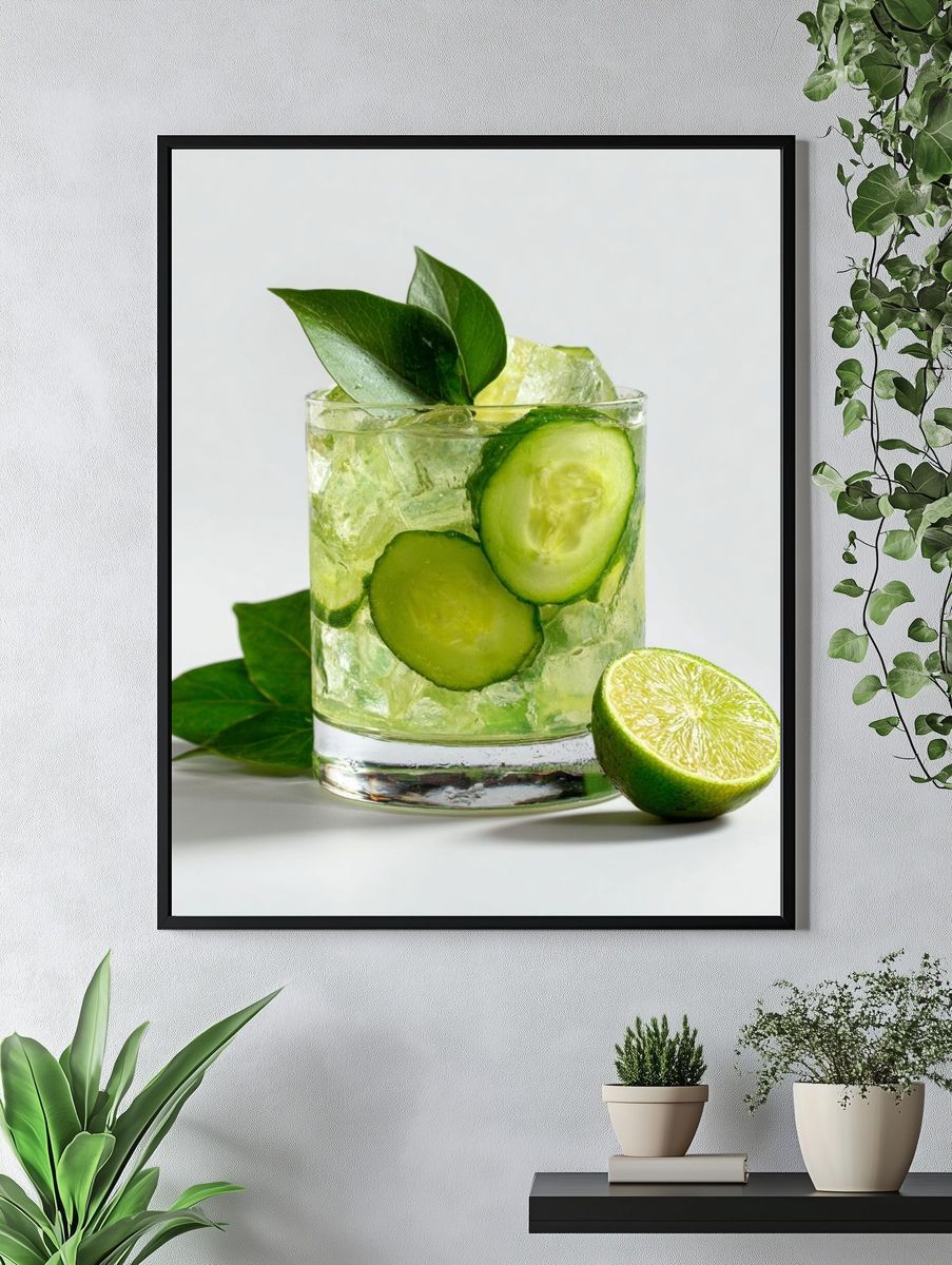 Cucumber Lime Cocktail Photography Poster. — room view 4