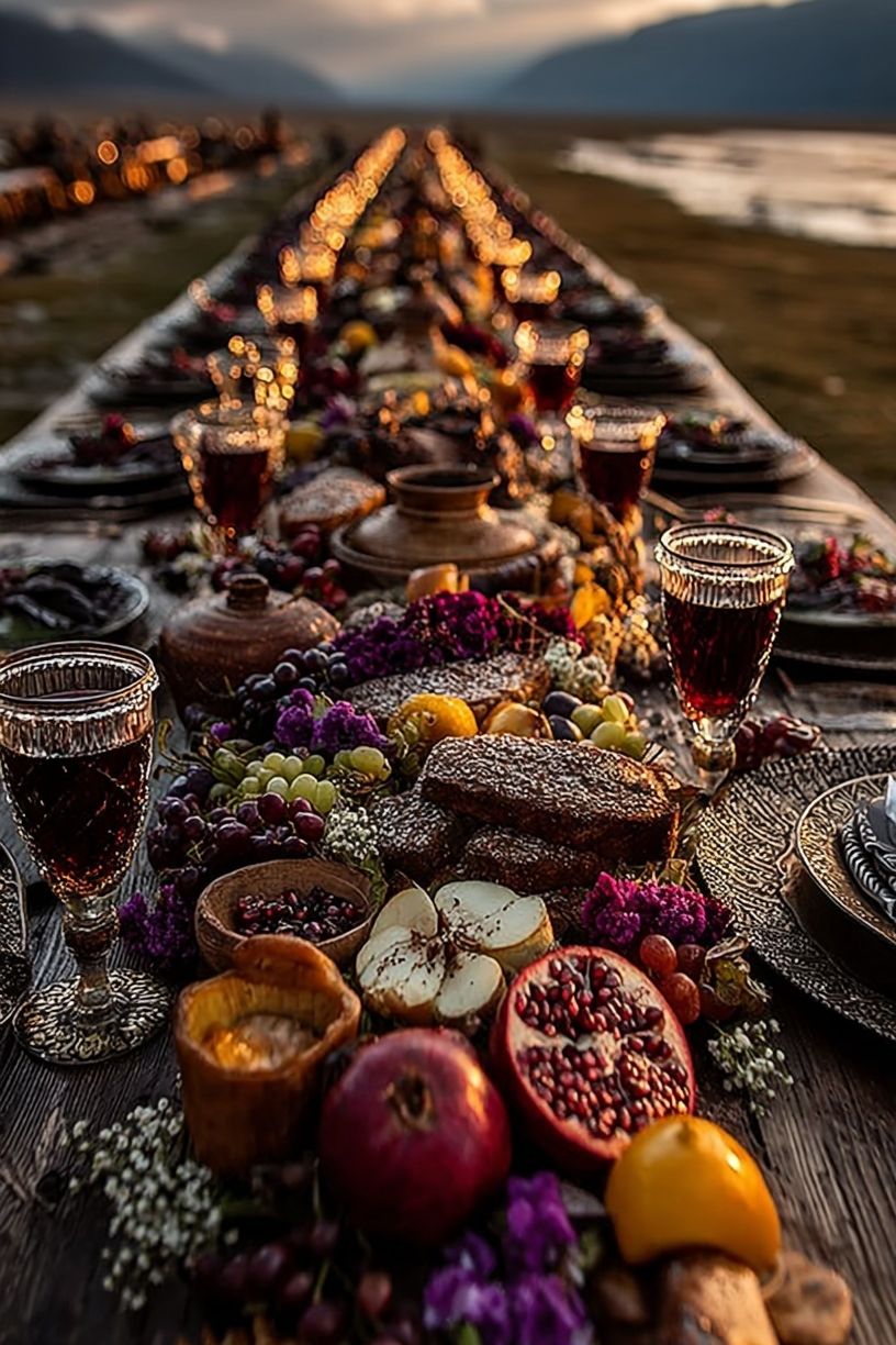 Lavish Feast Table Photography Poster. poster detail