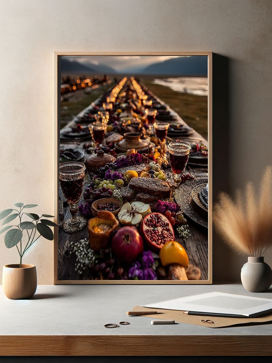 Lavish Feast Table Photography Poster. — room view 2
