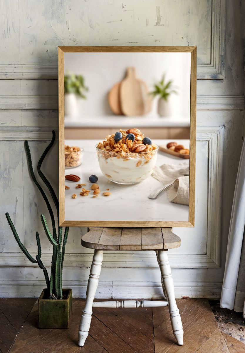 Granola Yogurt Bowl Food Photography Poster. — room view 1