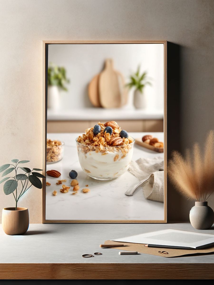 Granola Yogurt Bowl Food Photography Poster. — room view 2