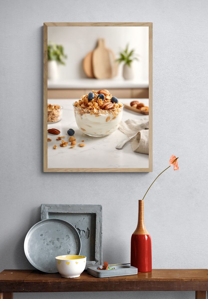 Granola Yogurt Bowl Food Photography Poster. — room view 3
