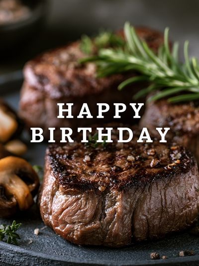 Happy Birthday Steak Typography Print. poster