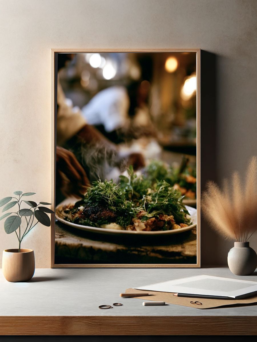 Gourmet Dinner Table Photography Poster. — room view 2