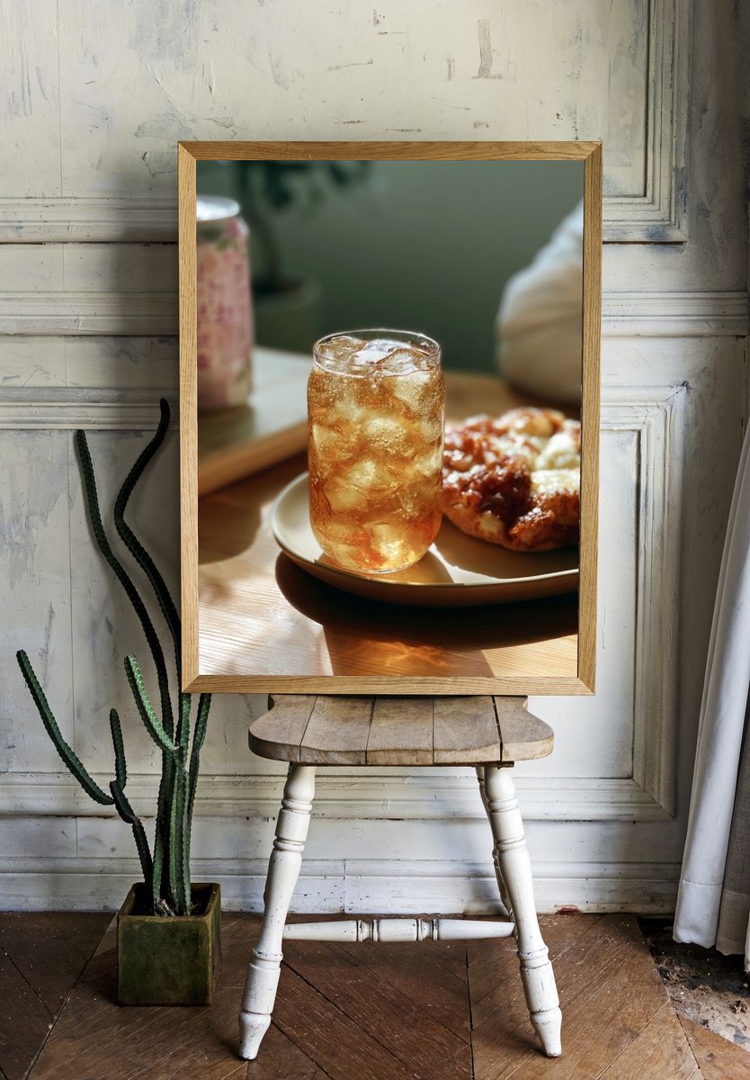 Iced Drink and Pastry Photography Poster. room preview