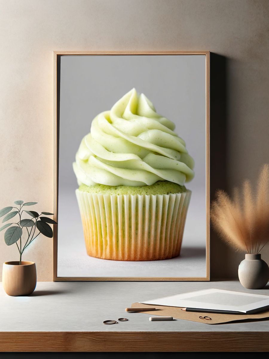 Lime Frosted Cupcake Photography Poster. — room view 2