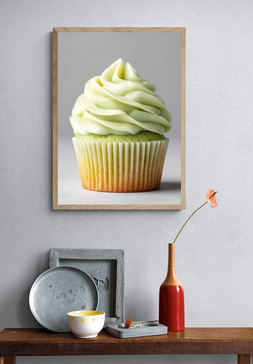 Lime Frosted Cupcake Photography Poster. — room view 3