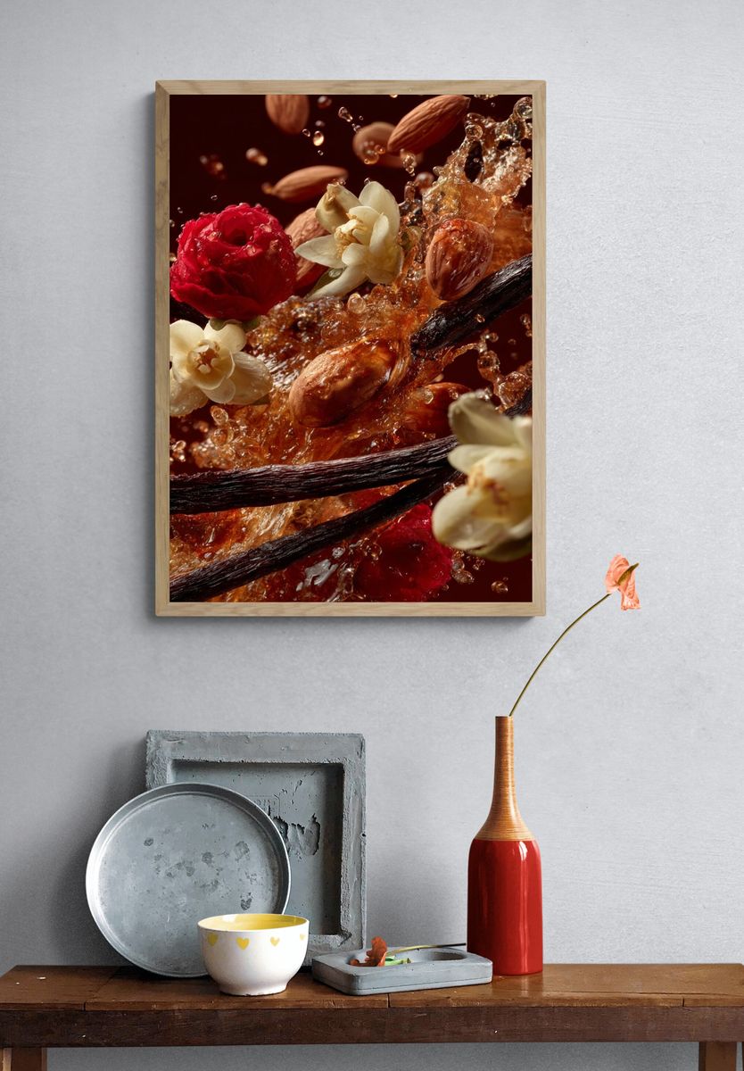 Vanilla Almond Floral Splash Poster. — room view 3