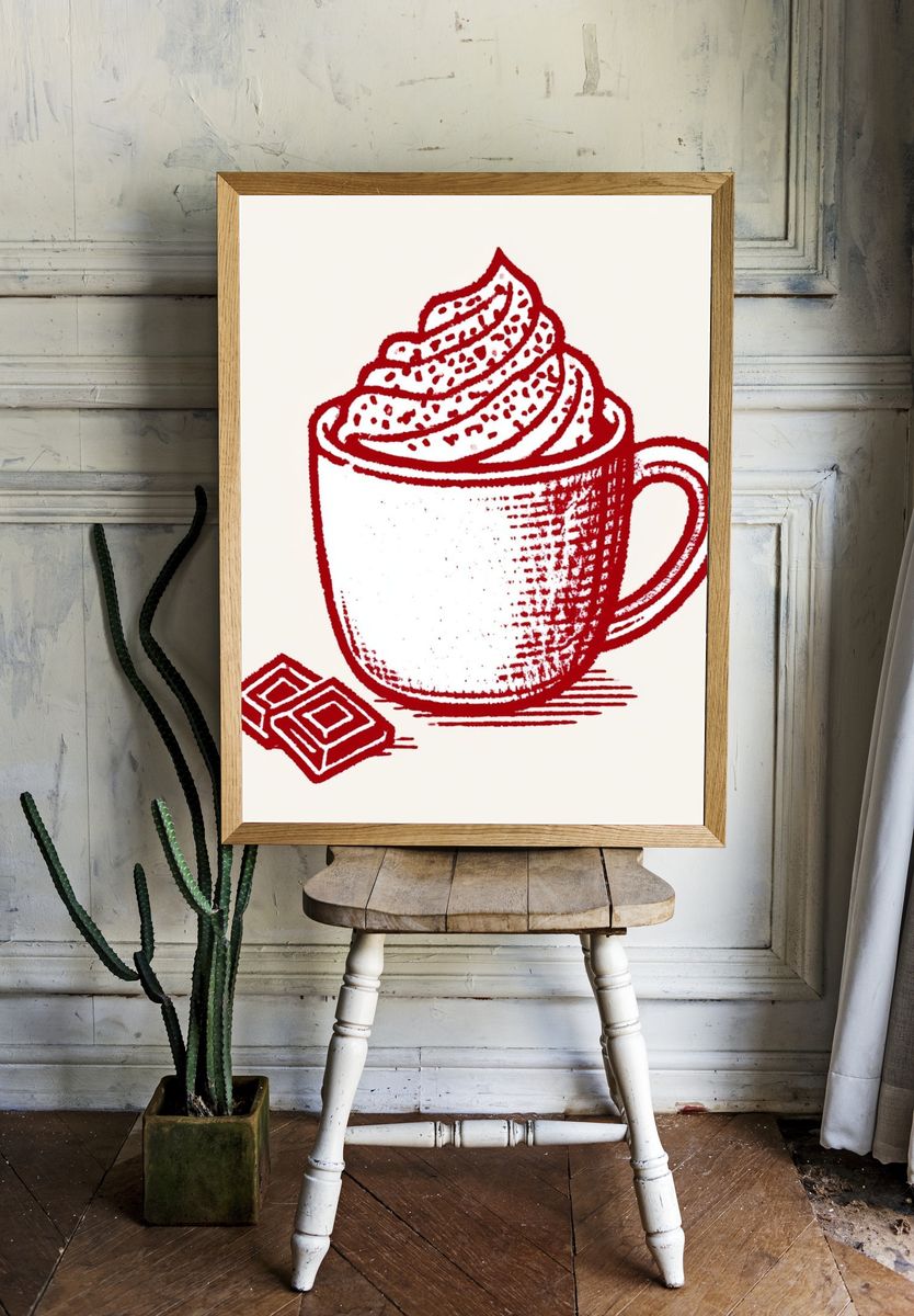 Hot Chocolate Mug Illustration Poster. — room view 1