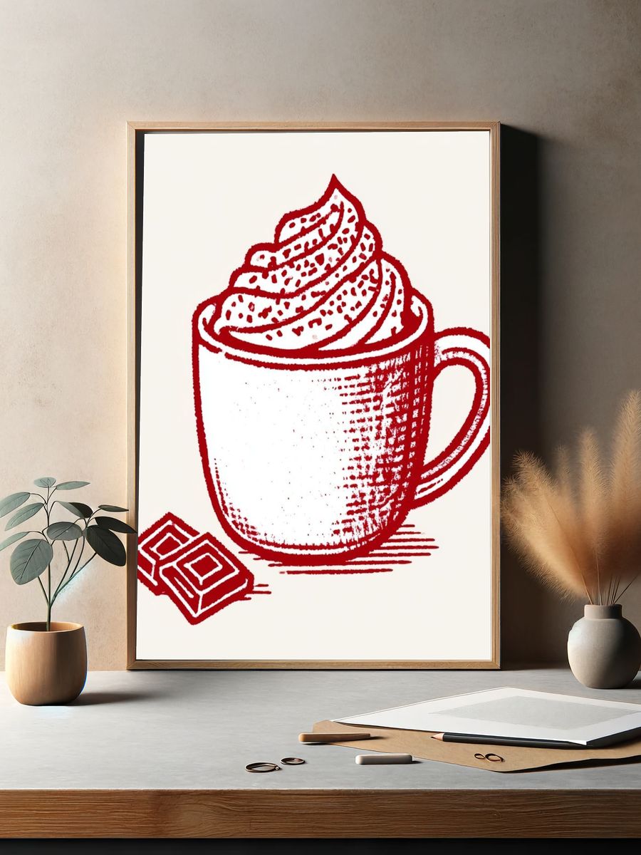 Hot Chocolate Mug Illustration Poster. — room view 2