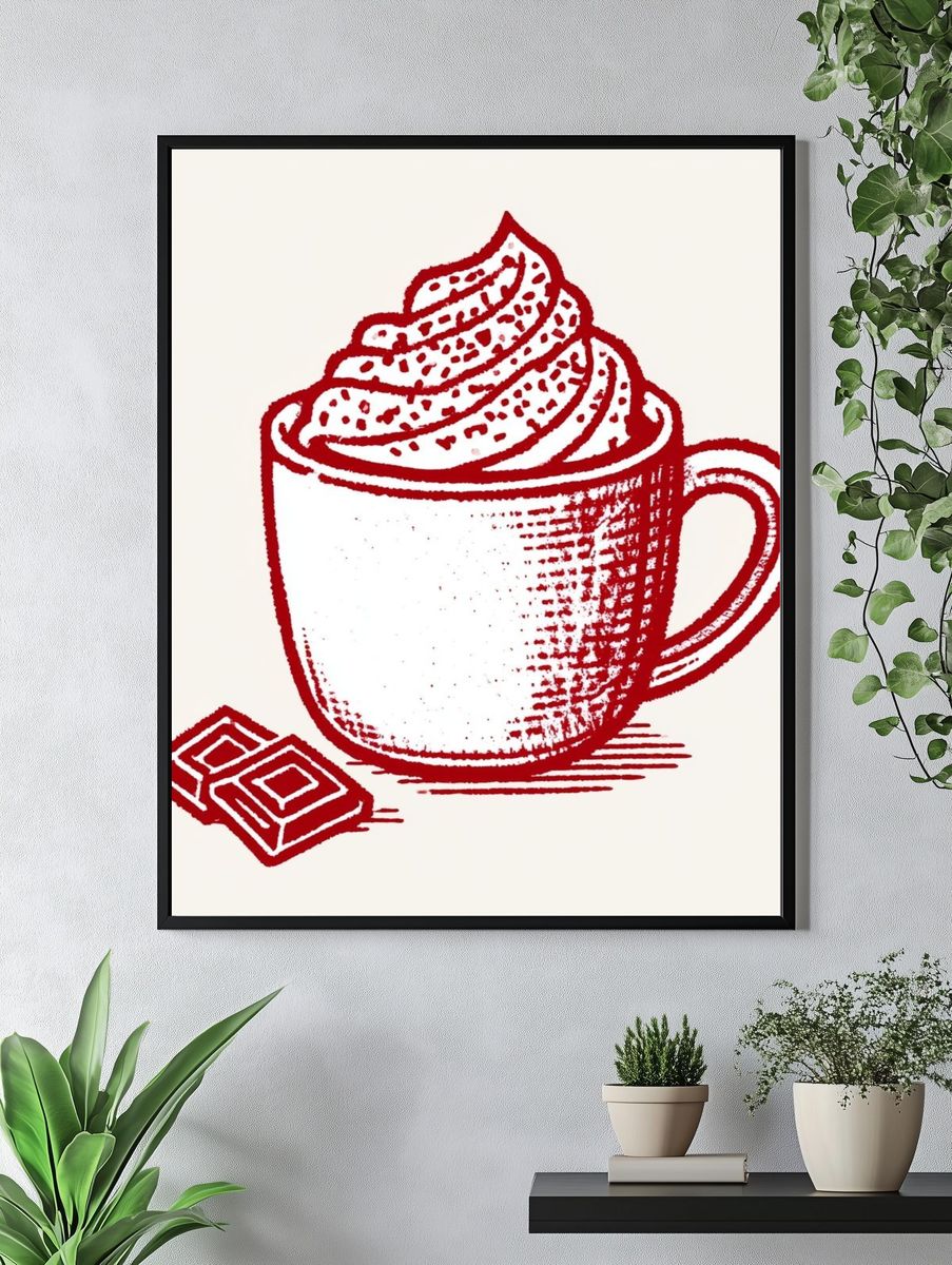 Hot Chocolate Mug Illustration Poster. — room view 4